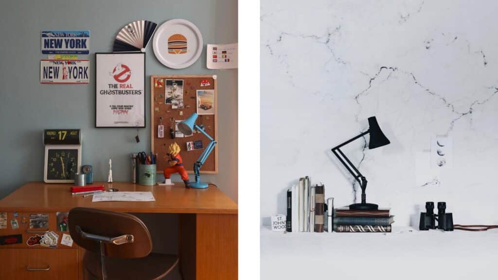 Anglepoise 90 mini mini blue and black on desk