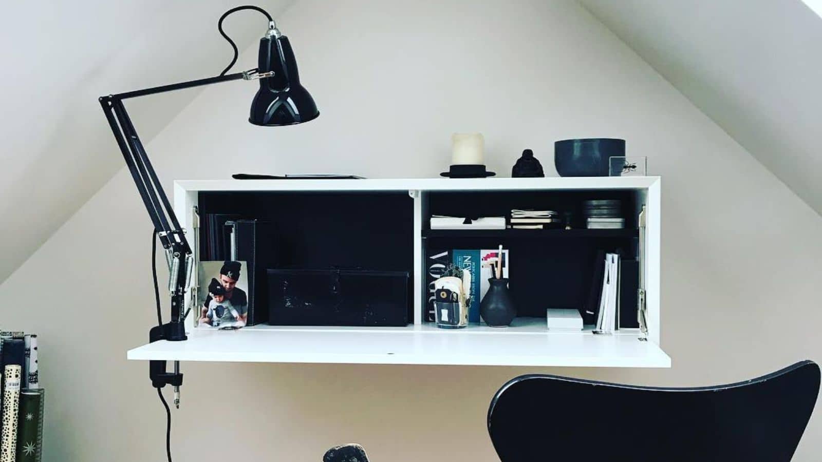 Anglepoise black Original 1227 with desk clamp on desk
