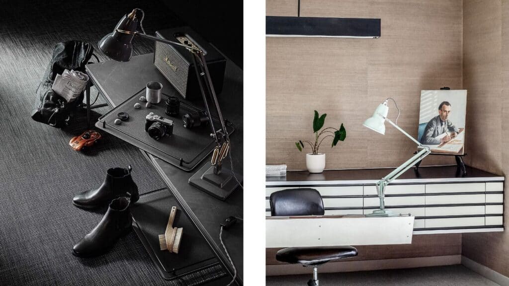 Anglepoise black and white original 1227 desk lamps