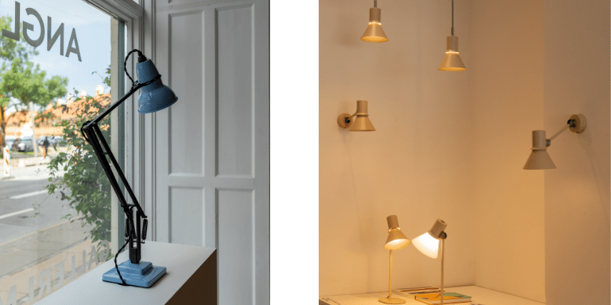 Original 1227 desk lamp opal blue and type 80 display
